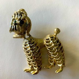 Poodle brooch jewelry pin with bobble head